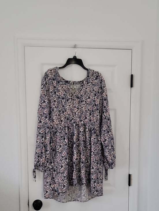 True Craft Dresses & Skirts - True Craft Pink & Navy Floral Long-Sleeve Tiered Dress
